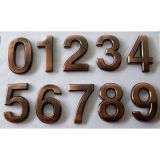 ป้ายตัวเลข, ชุบโลหะ, รูปแบบทันสมัย, รูปทรงโค้ง,  สีบรอนซ์  (มีหลายขนาด สำหรับพร้อมจำหน่าย)---Modern House Plaque Bronze Arc Plating Numbers (Several Sizes Available)