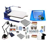 เครื่องสกรีนเสื้อ, จำนวน 1 สี, 1 แป้นสกรีนและชุดอุปกรณ์  สำหรับพิมพ์สกรีน --- 1 Color Screen Printing Press & Materials Kit