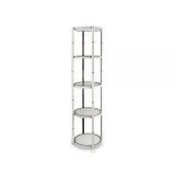 81" Round Portable Aluminum Spiral Tower Display Case with Shelves, Top Light and Clear Panels