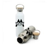 500ml White Blank Coated Sport Bottle with Stainless Steel and Bamboo Lid