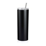 10pcs 20oz Sublimation Blank Skinny Tumbler Stainless Steel Insulated Water Bottle Double Wall Vacuum Travel Cup With Sealed Lid and Straw (Matte Black)