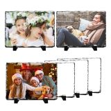 CALCA 15 Pack 7.87" x 11.8" Sublimation Photo Slate Rock Plaque Blanks, Sublimation Rectangular Blank with Display Holder For Desktop Souvenir DIY Personalized Gift