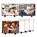 CALCA 18 Pack 7.87" x 11.8" Sublimation Photo Slate Rock Plaque Blanks, Sublimation Rectangular Blank with Display Holder For Desktop Souvenir DIY Personalized Gift