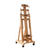 Multifunctional Oil Painting Easel, Beechwood Easel, Portable Adjustable Folding Drawing Board for Advertising Display, 50x150cm