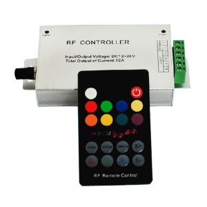 รีโมท  ( 18  ปุ่มกด  )    สำหรับควบคุม    ไฟริบบิ้น   LED  ประเภท  3528 , 5050  ( สีแดง, เขียว,ฟ้า)    ใช้ควบคุม    ตามจังหวะเสียงดนตรี    (  ควบคุม   โดยสัญญาณ   RF )