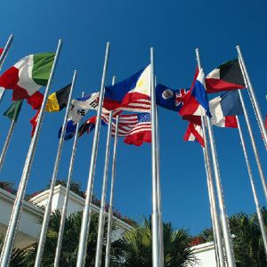 ผืนธงชาติ (สำหรับแขวน),ผ้าโพลีเอสเตอร์, รองรับการพิมพ์โดยผู้ใช้งาน  (ขนาด 6.3´ x 9.4´)---6.3´ x 9.4´ 1# Hanging World National Flag Banner