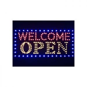 ป้ายไฟกระพริบ LED  สไตล์ไฟนีออนหรือป้ายไฟเชียร์, สัญลักษณ์ "Open Welcome   / เปิดให้บริการ ยินดีต้อนรับ" ---Animated LED Neon Light Open Sign Deluxe Welcome Open