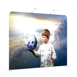 8ft High Quality Portable Tension Fabric Exhibition Stand Backdrop Advertising Wall Banner (Graphic Included / Double Sided)