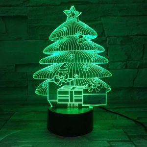 3D acrylic Light, with 7 Color Changes, Dimmable LED Night Light, Remote Control and Smart Touch Christmas Tree