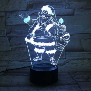 3D acrylic Light, with 7 Color Changes, Dimmable LED Night Light, Remote Control and Smart Touch Santa Claus Type1