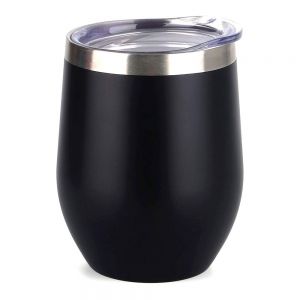 10PCS 12oz Black Stainless Steel Red Wine Tumbler Mugs with Sublimation Coating and Direct Drinking Lid