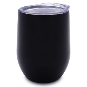6PCS 12oz Black Stainless Steel Red Wine Tumbler Mugs with Sublimation Coating and Direct Drinking Lid