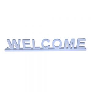 "WELCOME" White  Assembled Channel letter Track Installation (Magnetic counter) Arial 100MM High