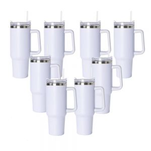 US Stock,Hot Sale 25pcs CALCA 40OZ Sublimation Blank tumbler with handle Adventure Quencher Car Cup Handle Outdoor Travel Stainless Steel Straw Cup(Local Pick-Up)
