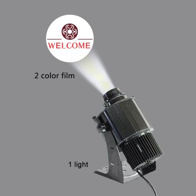โปรเจ็คเตอร์โกโบ้ LED ตั้งโต๊ะสีดำภายนอก 40 วัตต์(พร้อมแก้วโกโบ้คงที่ 2สี)---40W Outdoor Black Desktop or Mountable LED Gobo Projector Advertising Logo Light (with Custom 2 Colors Static Glass Gobos)