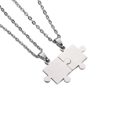 Titanium Steel Puzzle Couple Pendant Necklace DIY Jewelry Making