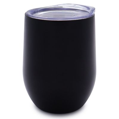 6PCS 12oz Black Stainless Steel Red Wine Tumbler Mugs with Sublimation Coating and Direct Drinking Lid