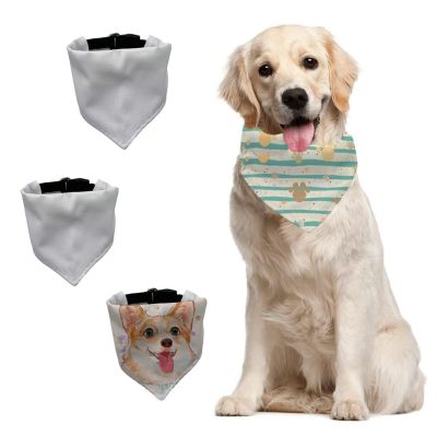 CALCA 15pcs Sublimation Blank Pet Bandana Pet Scarf Heat Transfer Washable Triangle Pet Accessorie for Dogs Puppy Cats with Adjustable Black Buckle M＆L 