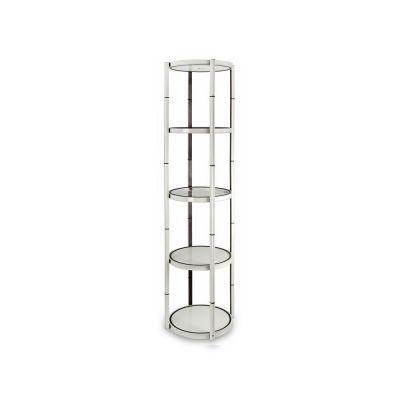 81.1in Portable Round Twist Display Counter with Shelves, Top Light with 16pcs Clear Magnetic Panels