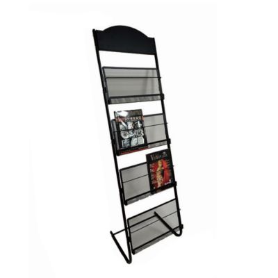 480x1580mm Brochure Literature Display Stand Magazine Rack 4 Pockets, Black