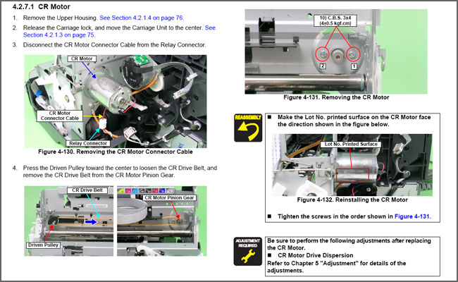 Epson Stylus Photo R2400 CR Motor usage 