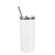 CALCA 10pcs 15oz Sublimation White Skinny Tumbler Blanks, Double Layer 304 Stainless Steel Insulated Water Bottle With Sealed Lid Brush and Straw
