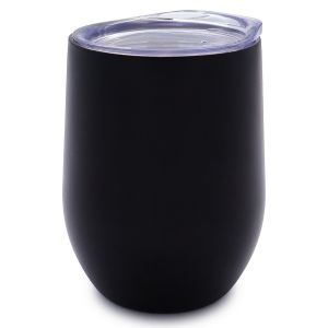 25PCS 12oz Black Stainless Steel Red Wine Tumbler Mugs with Sublimation Coating and Direct Drinking Lid