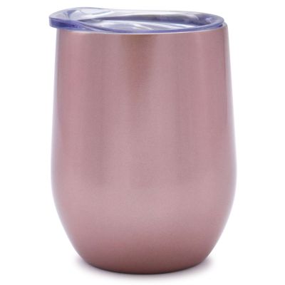 2PCS 12oz Rose Gold Stainless Steel Red Wine Tumbler Mugs with Sublimation Coating and Direct Drinking Lid