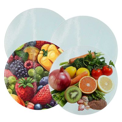 20pcs Sublimation Blanks Tempered Round Glass Cutting Board 11.8in with White Coating Rough